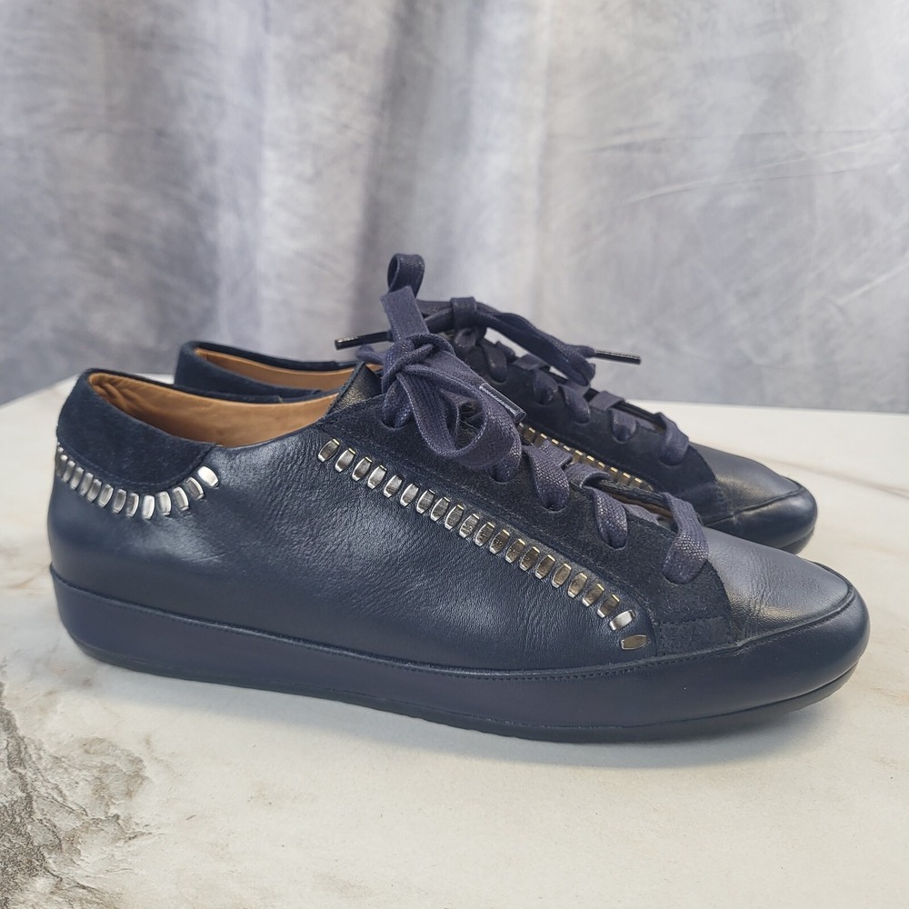 $550 Calleen Cordero Ace Navy Blue Leather Sneakers Women's Size 6